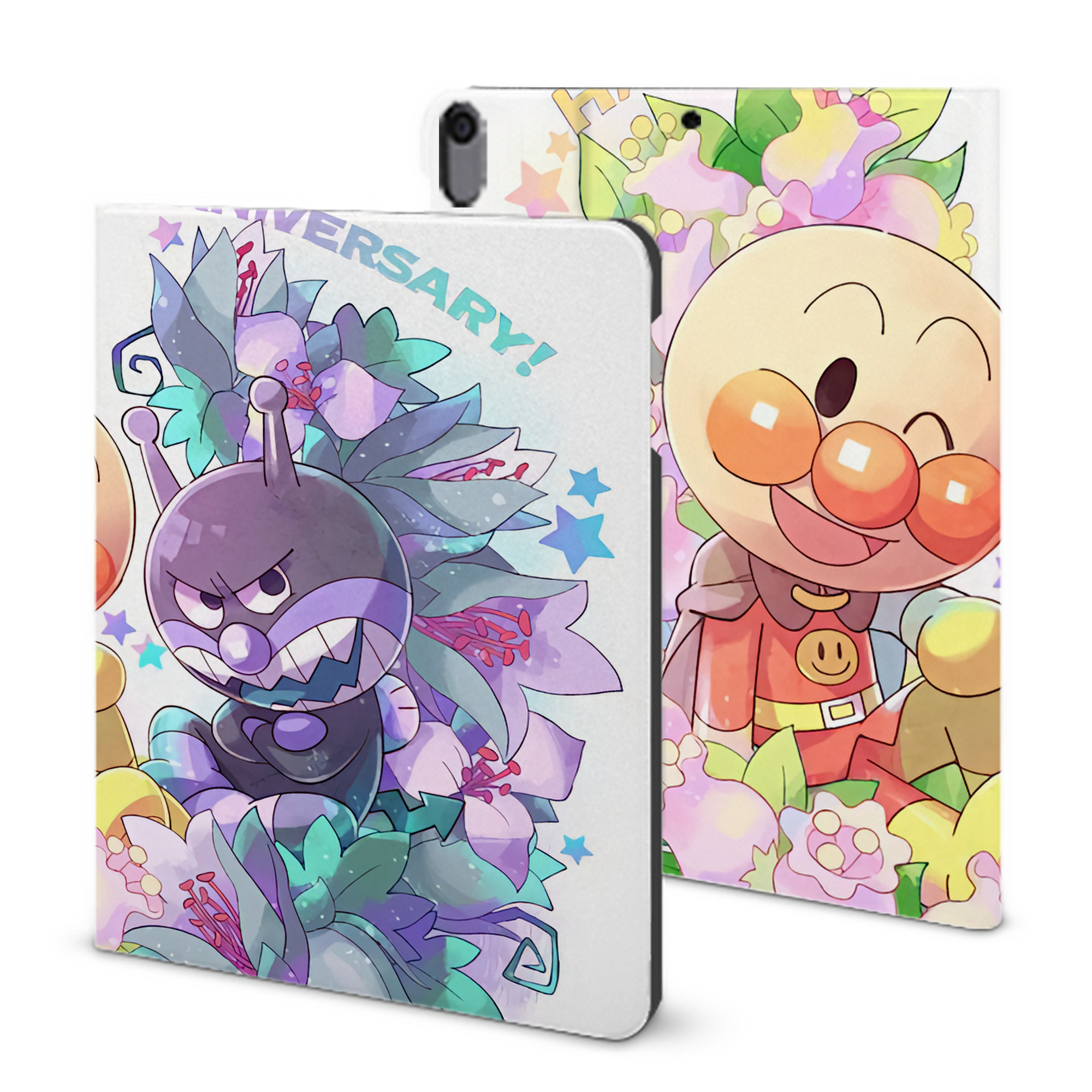 （画像用） アンパンマン Anpanman IPad ケース ブック型 PUレザー TPU 耐衝撃 軽量 薄型 ペン収納なし 全面保護 IPad 各モデル対応